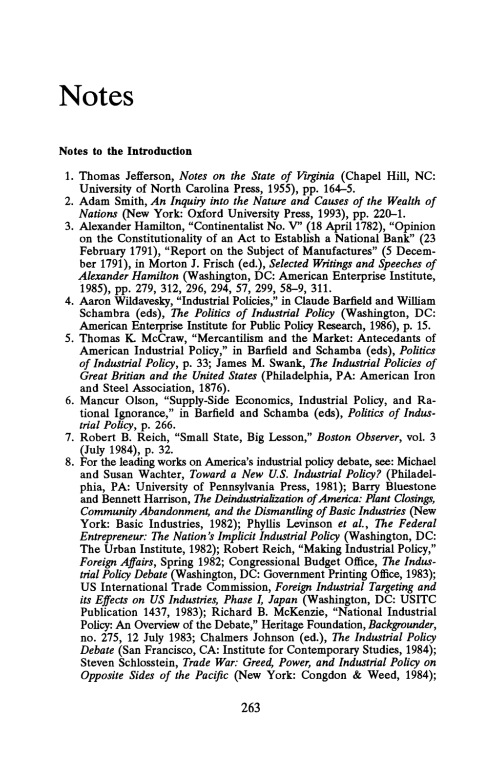 1. Thomas Jefferson, Notes on the State of Virginia (Chapel Hill, NC: University of North Carolina Press, 1955), Pp