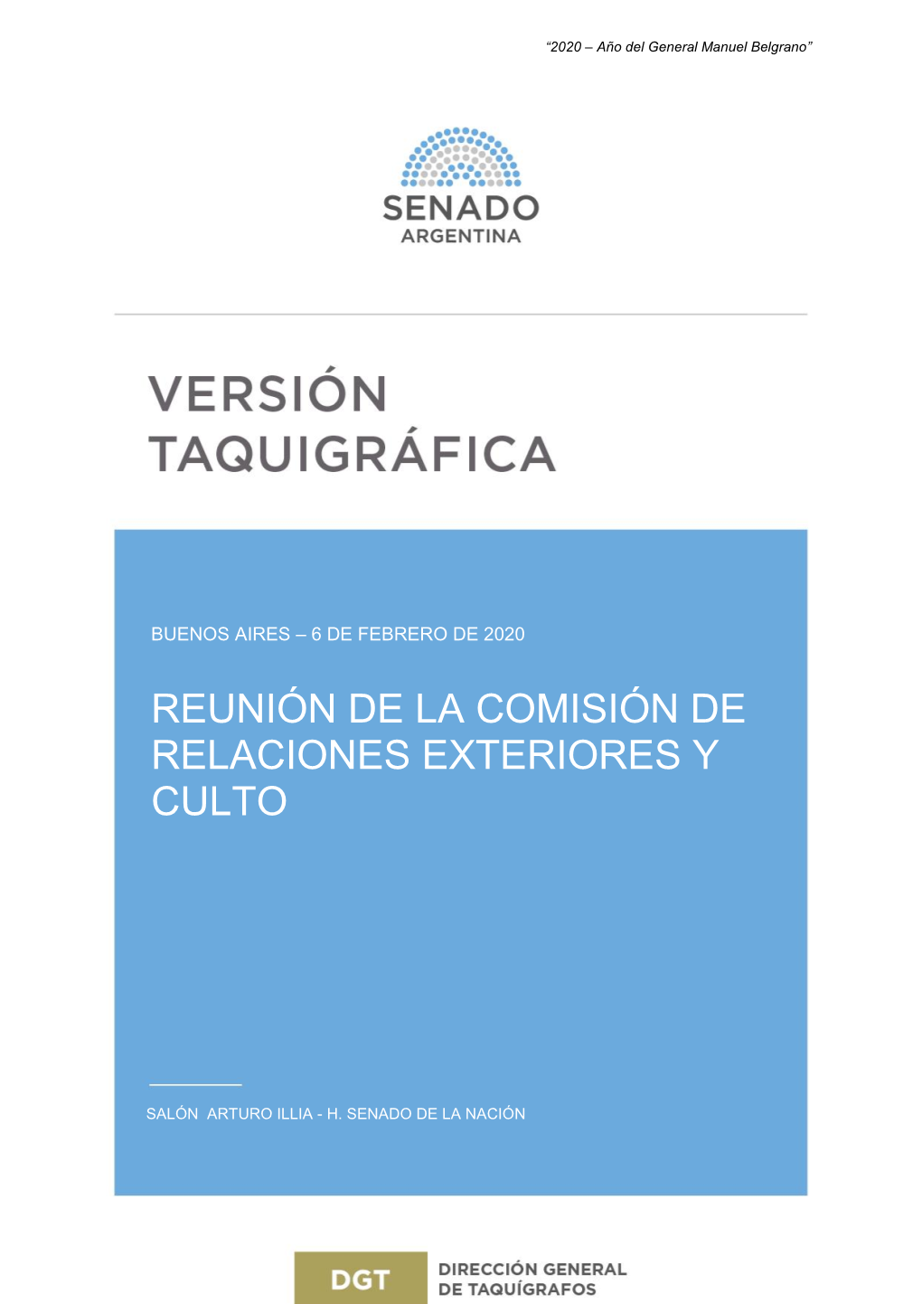 Reunión De La Comisión De Relaciones Exteriores Y Culto Pág