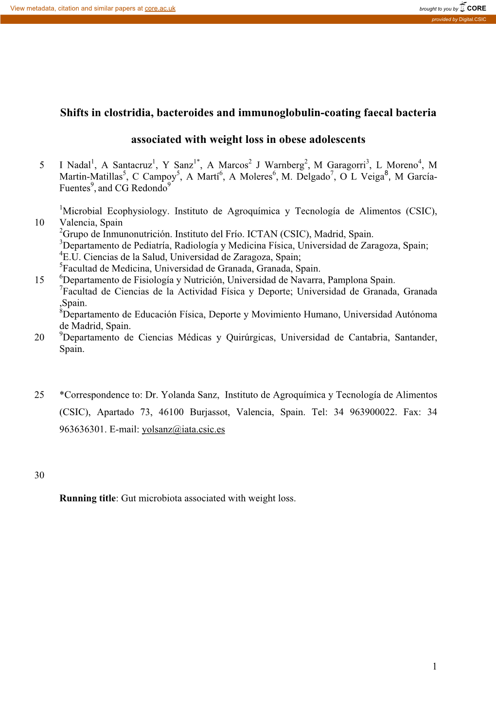 Shifts in Clostridia, Bacteroides and Immunoglobulin-Coating Faecal Bacteria