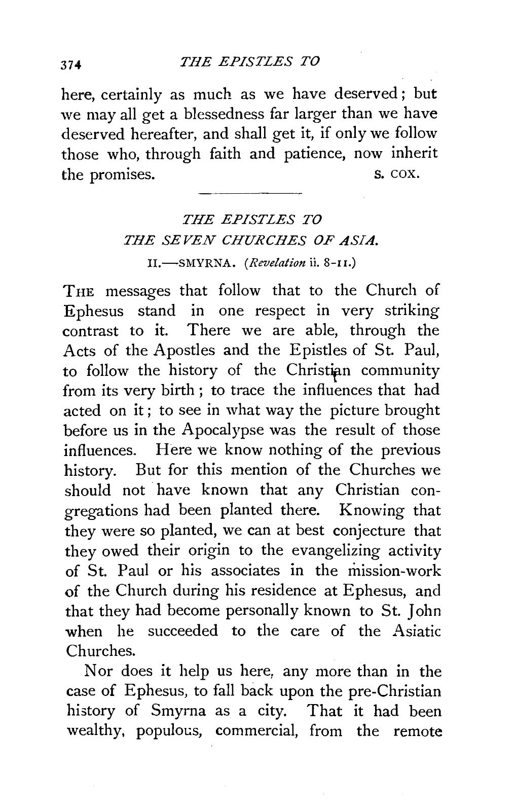 The Epistles to the Seven Churches of Asia. Ii.-Smyrna