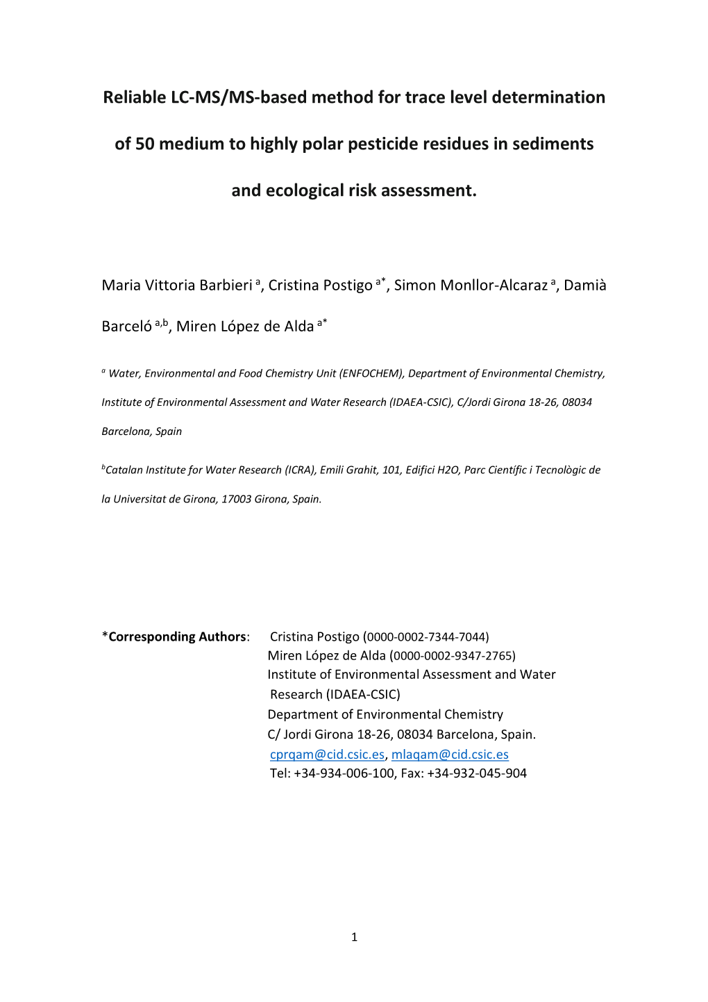 Reliable LC-MS/MS-Based Method for Trace Level Determination of 50