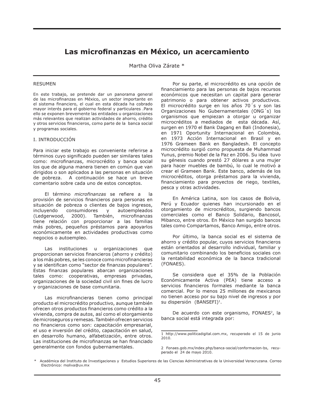 Las Microfinanzas En México, Un Acercamiento