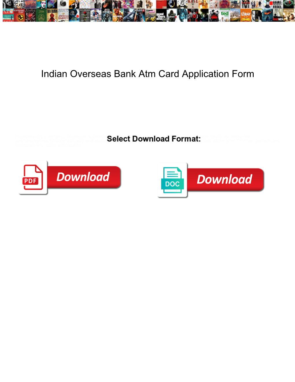 Indian Overseas Bank Atm Card Application Form