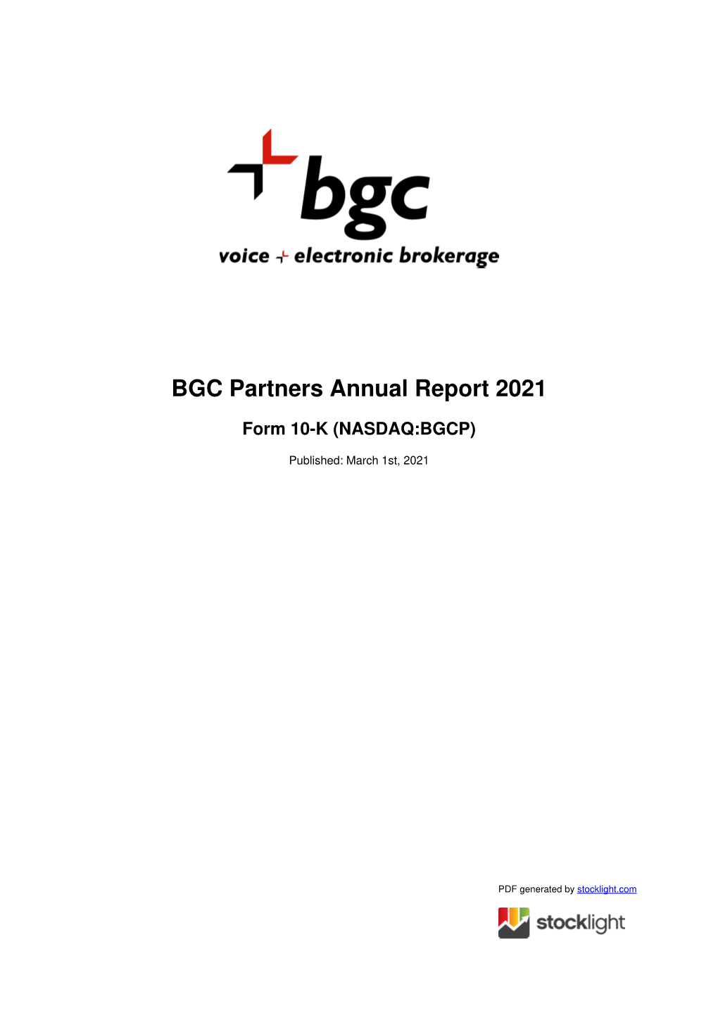 BGC Partners Annual Report 2021