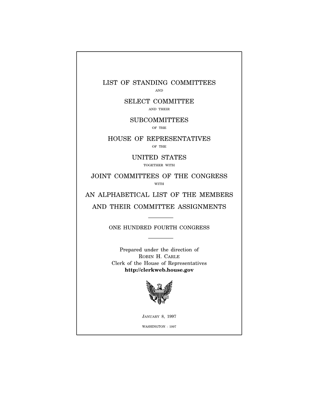 List of Standing Committees And