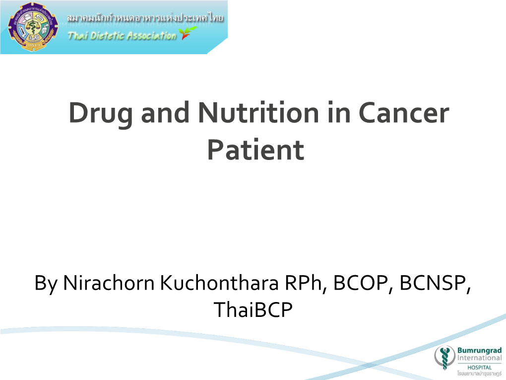 Drug and Nutrition in Cancer Patient