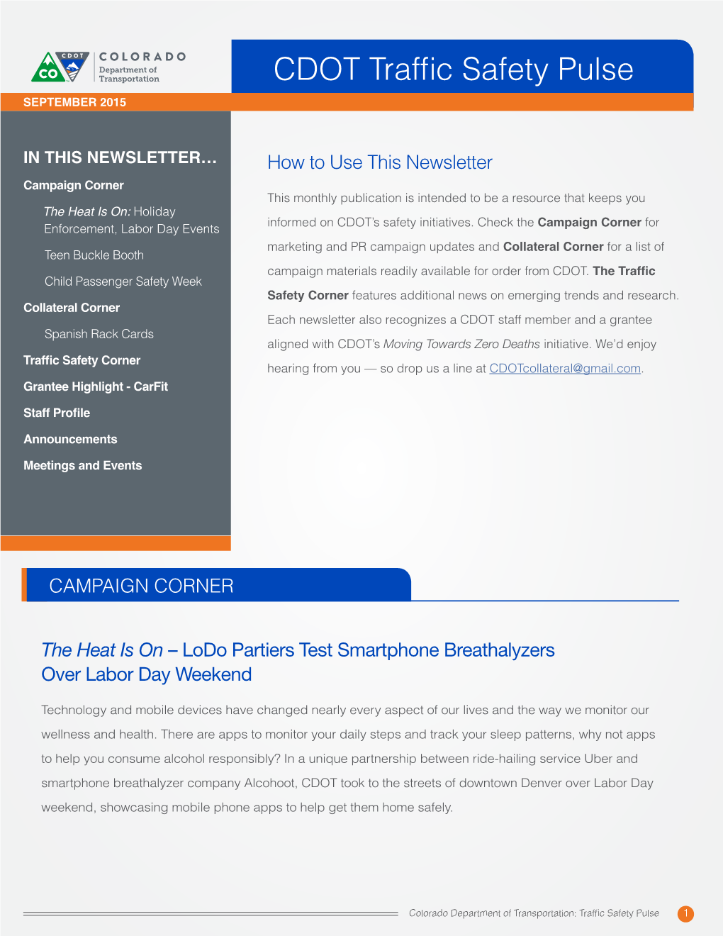 CDOT Traffic Safety Pulse