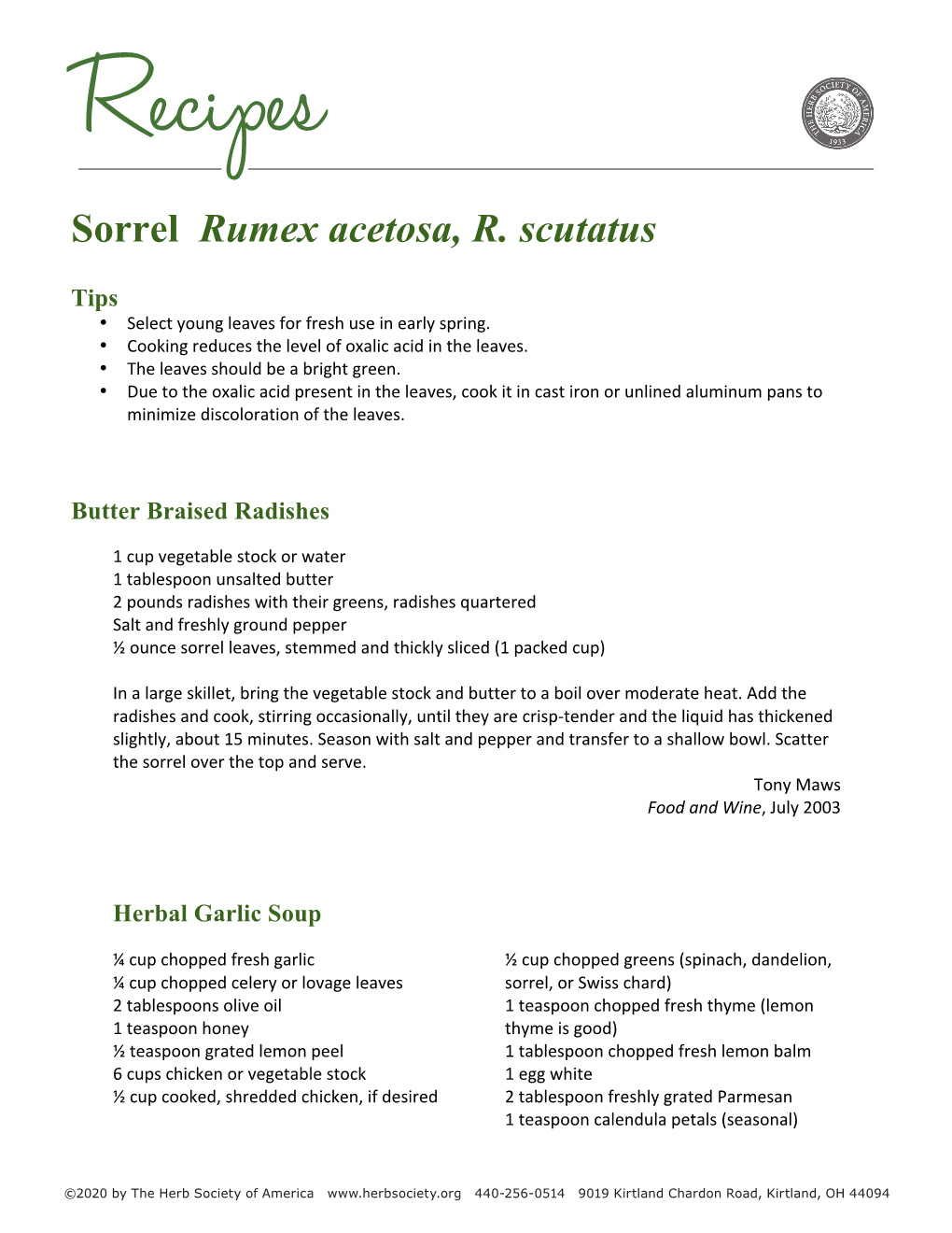 Sorrel Recipes