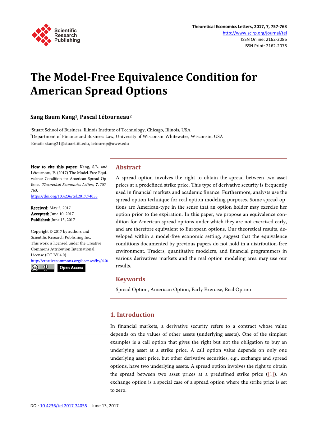 The Model-Free Equivalence Condition for American Spread Options