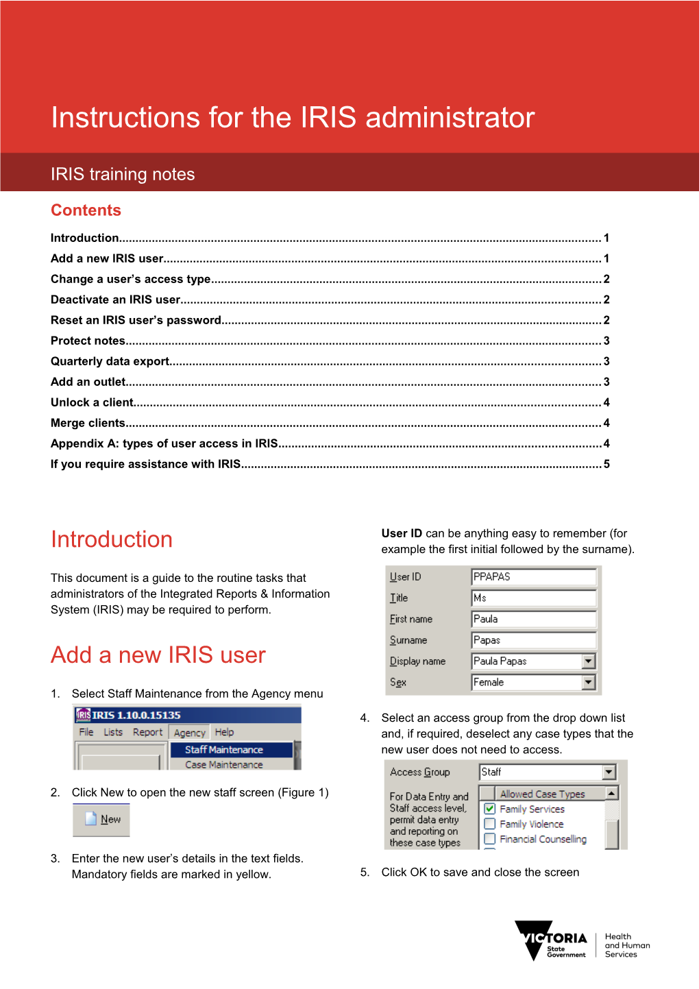 IRIS Training Notes - Instructions For IRIS Administrator