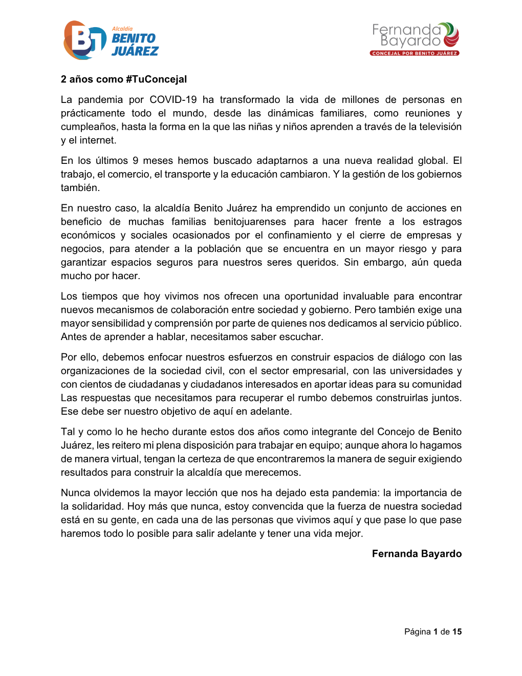 2 Años Como #Tuconcejal La Pandemia Por COVID-19 Ha