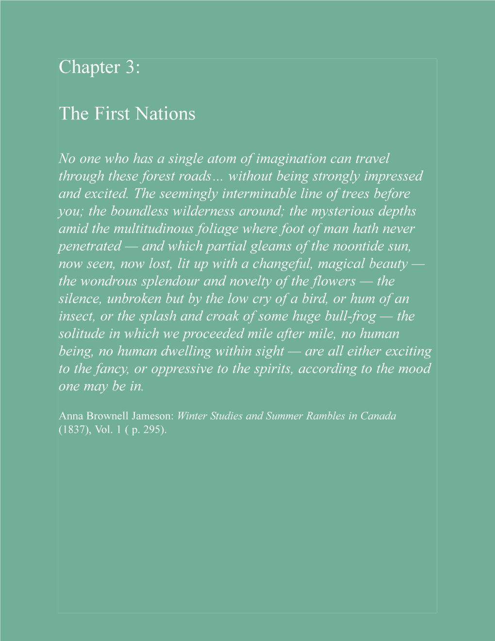 Chapter 3: the First Nations