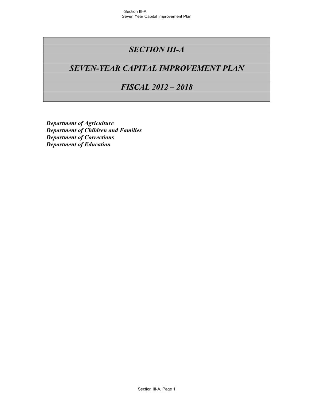 Section Iii-A Seven-Year Capital Improvement Plan