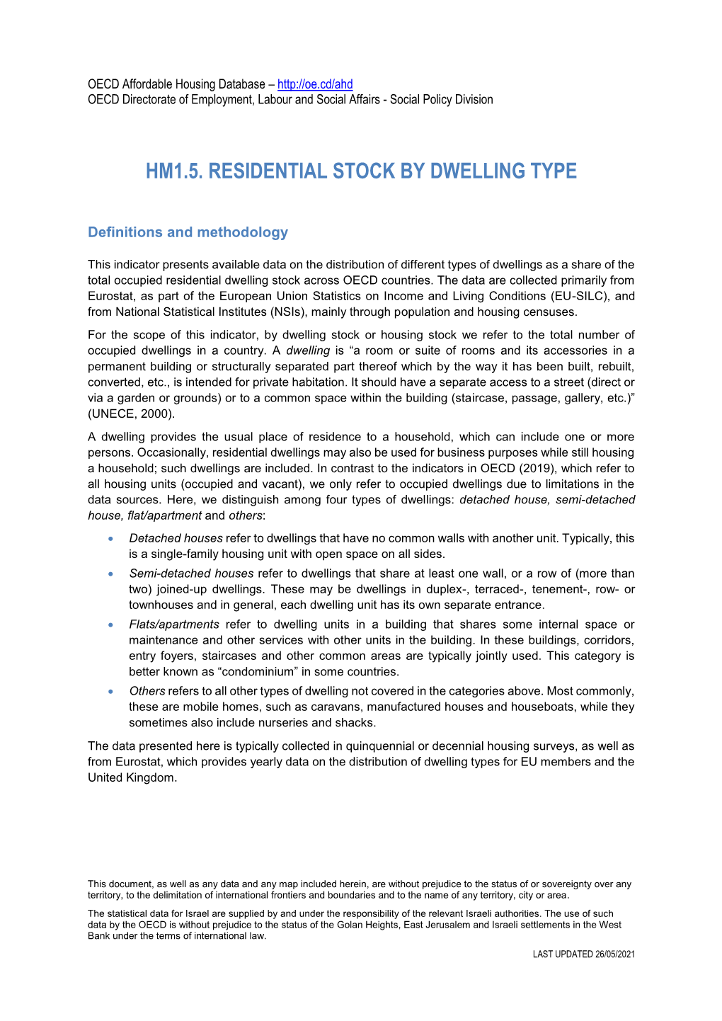 Hm1.5. Residential Stock by Dwelling Type