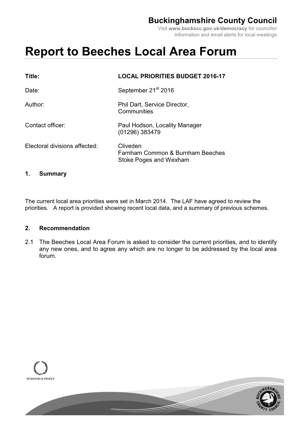 Local Priorities Refresh Beeches LAF PDF 168 KB