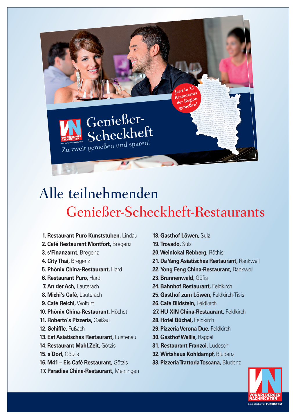 Teilnehmenden Genießer-Scheckheft-Restaurants