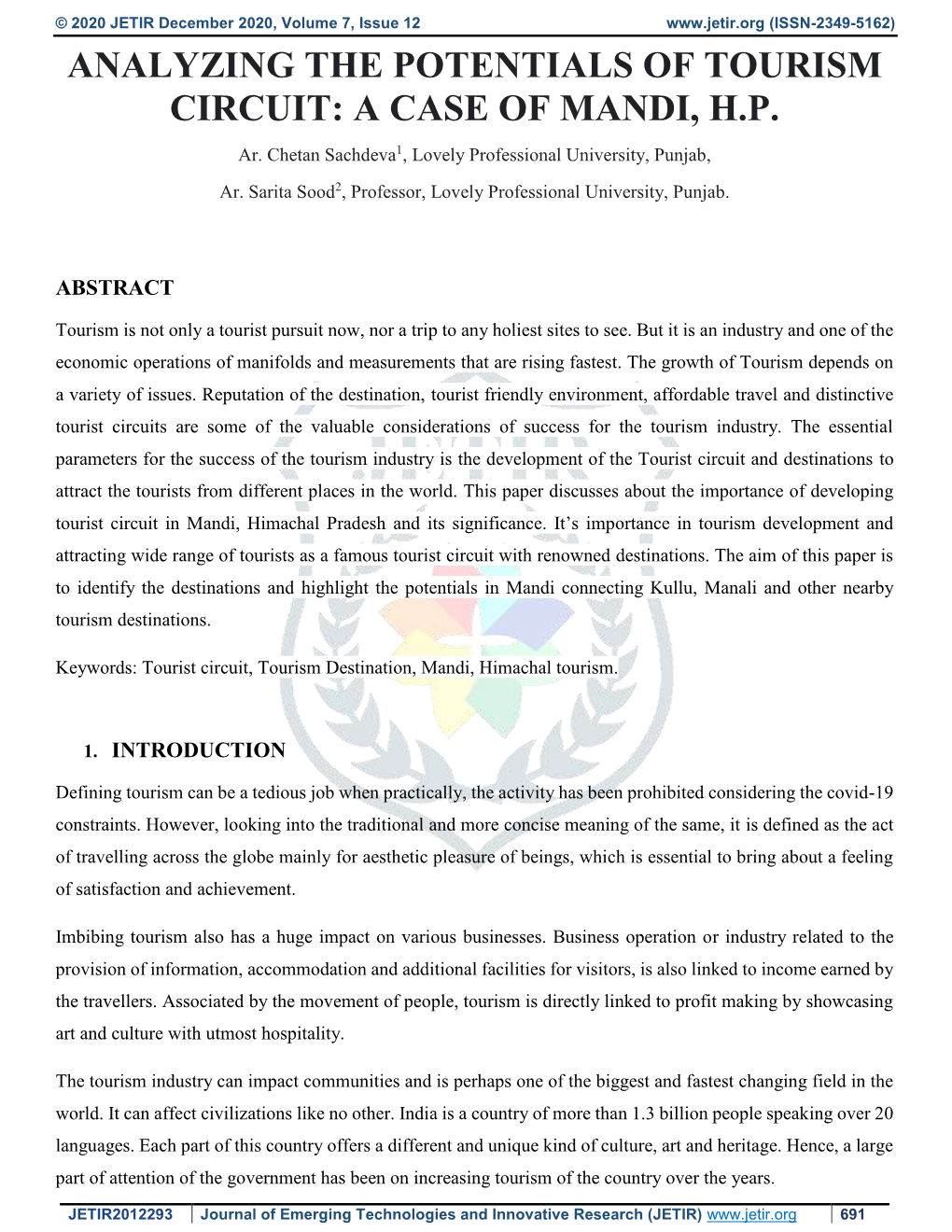 Analyzing the Potentials of Tourism Circuit: a Case of Mandi, H.P