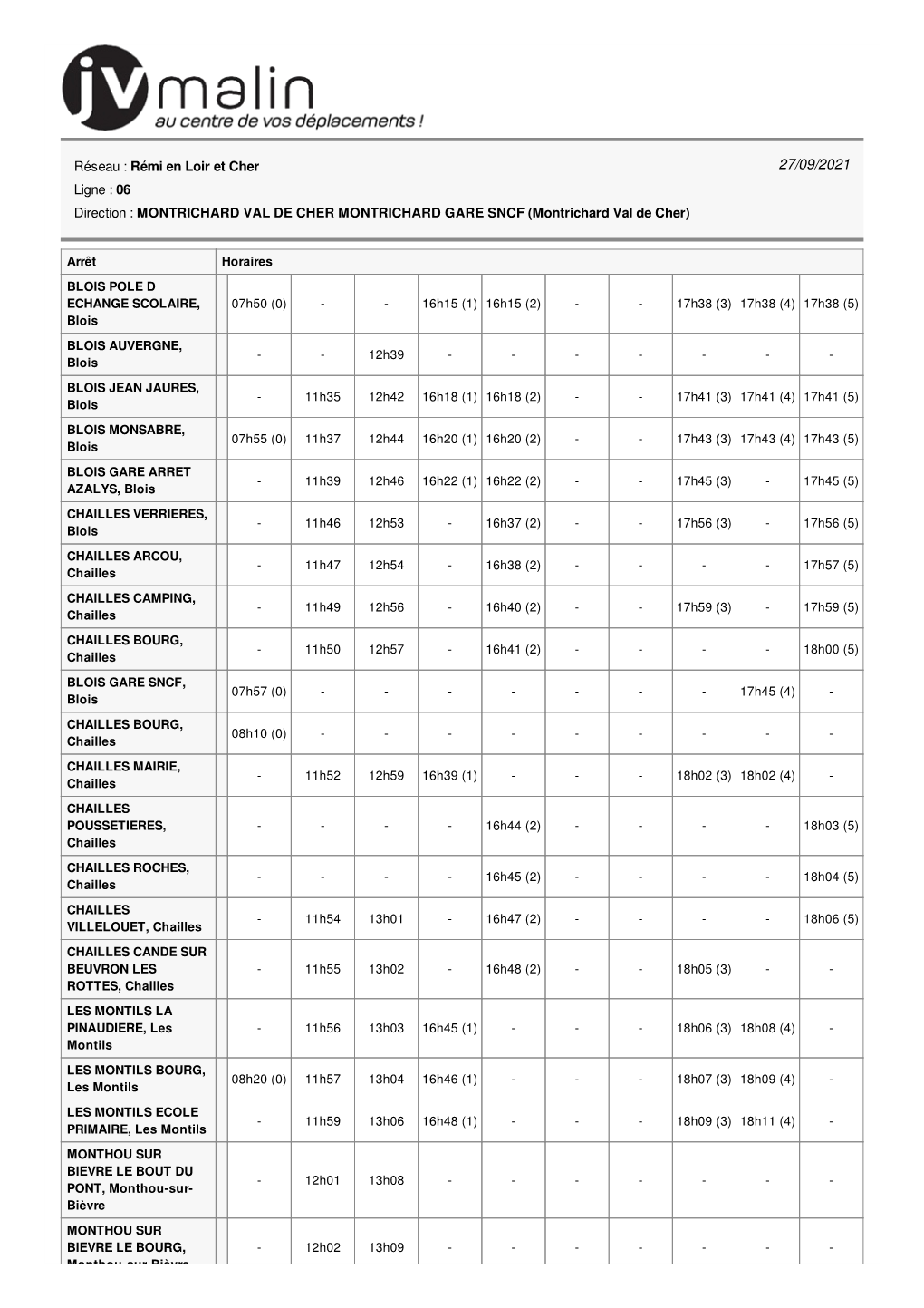 Arrêt Horaires BLOIS POLE D ECHANGE SCOLAIRE