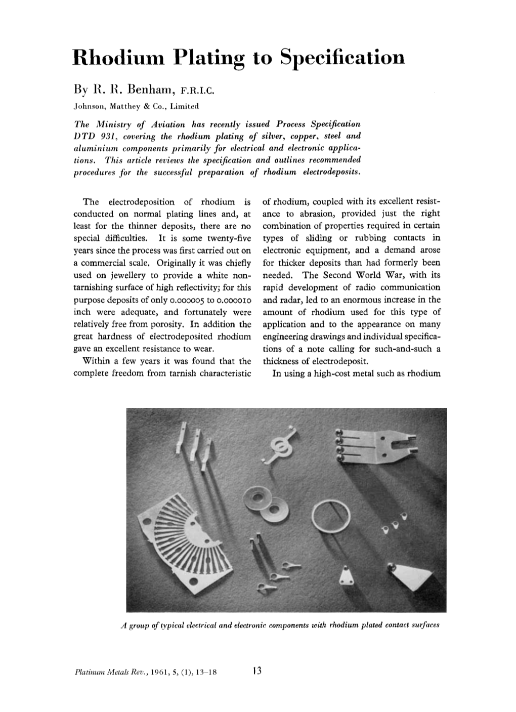 Rhodium Plating to Specification