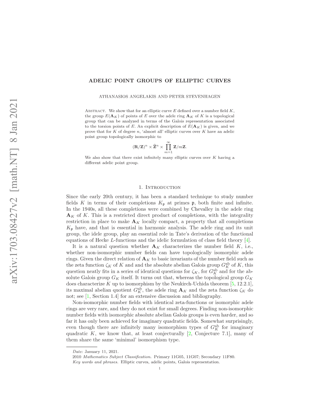 Adelic Point Groups of Elliptic Curves E/K