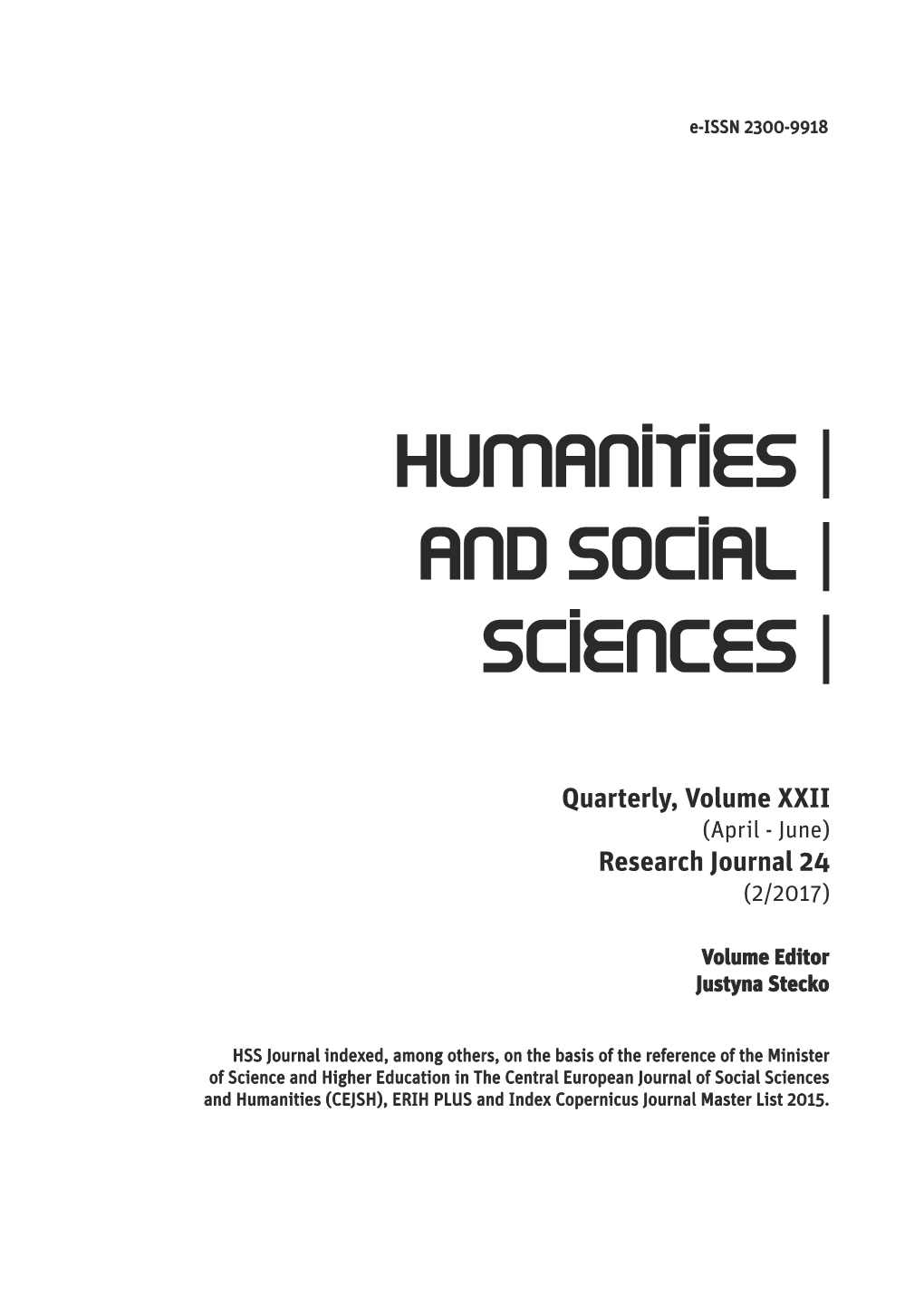 Quarterly, Volume XXII Research Journal 24