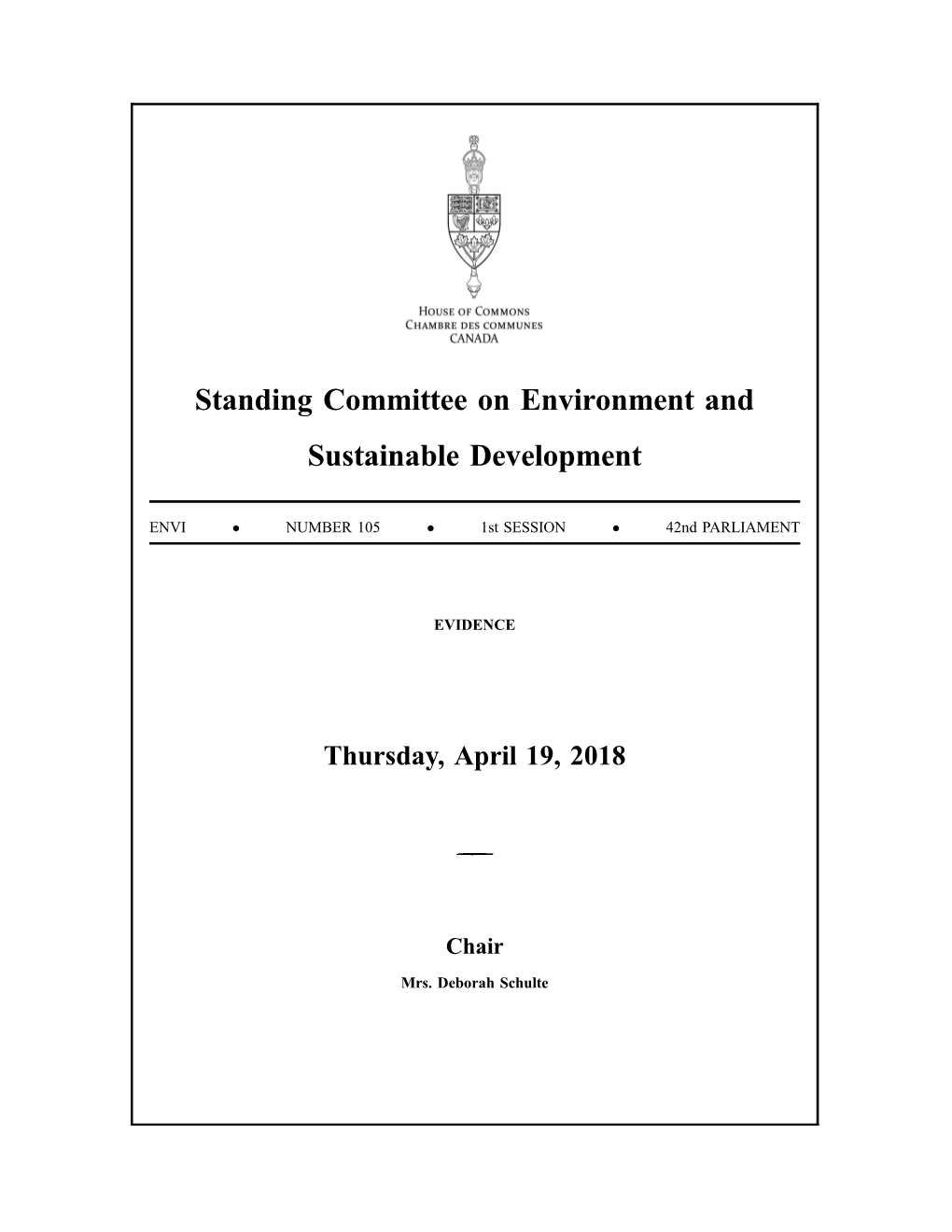 Standing Committee on Environment and Sustainable Development