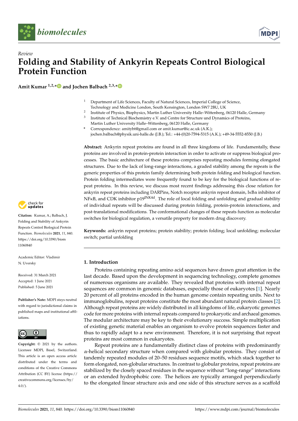 Folding and Stability of Ankyrin Repeats Control Biological Protein Function