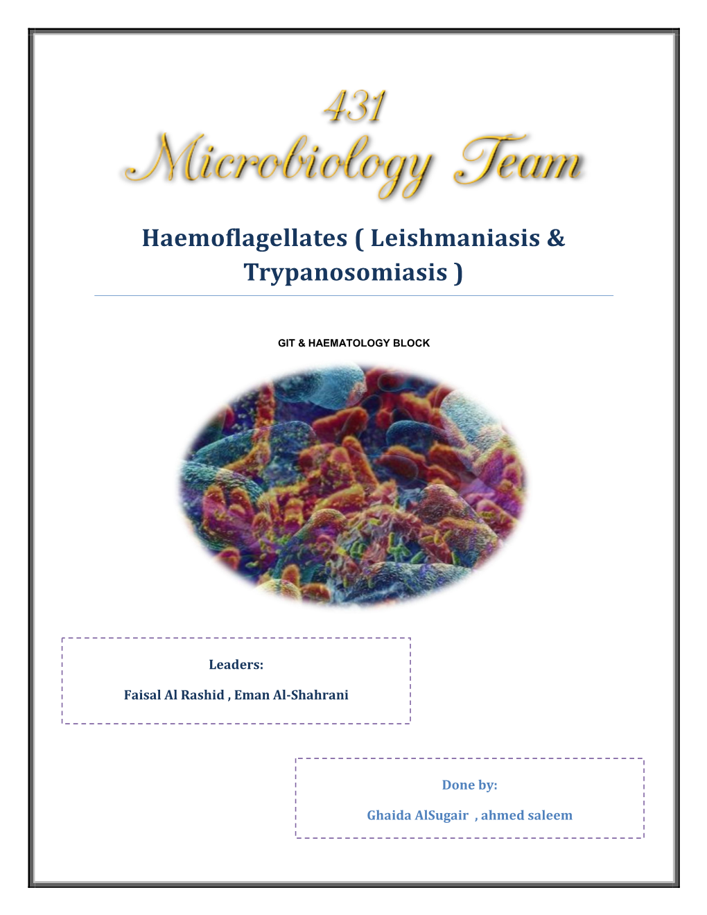 Haemoflagellates ( Leishmaniasis &