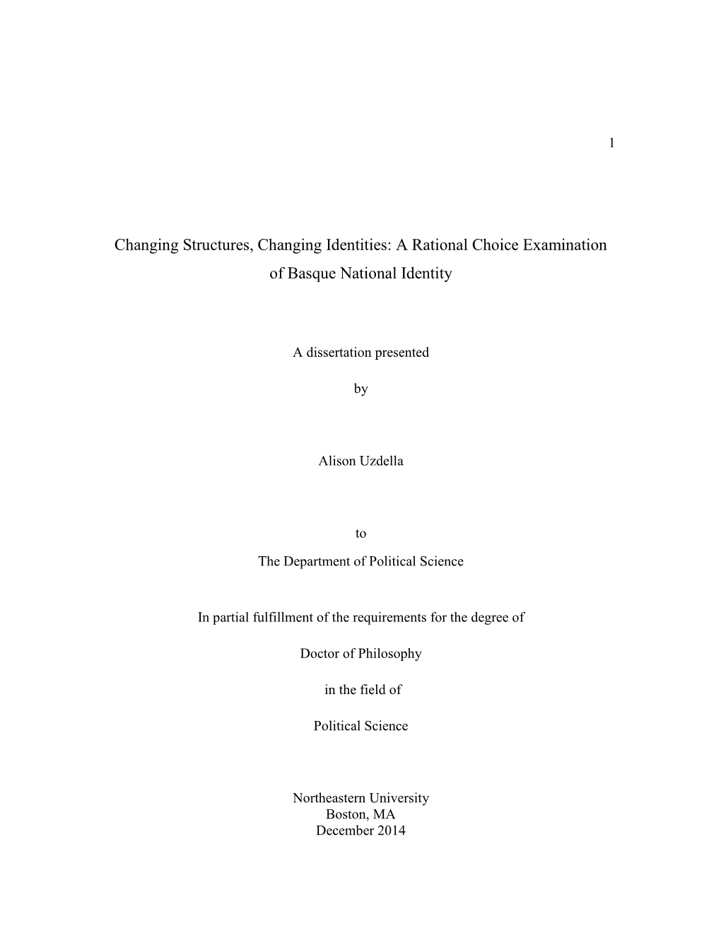 A Rational Choice Examination of Basque National Identity