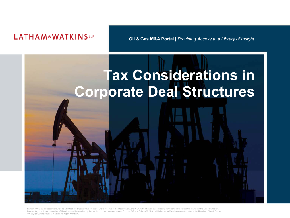 Tax Considerations in Corporate Deal Structures