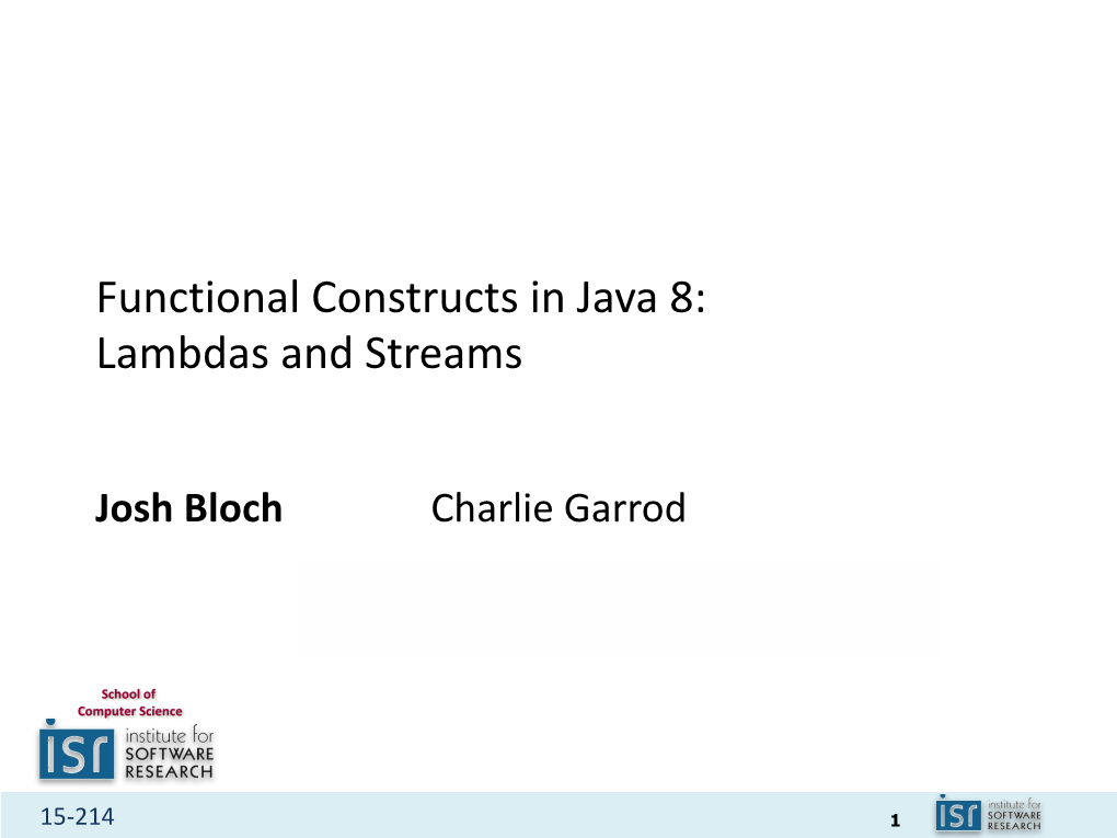 Functional Constructs in Java 8: Lambdas and Streams