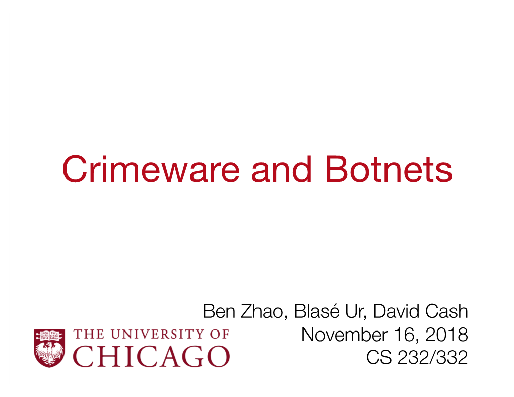 Crimeware and Botnets