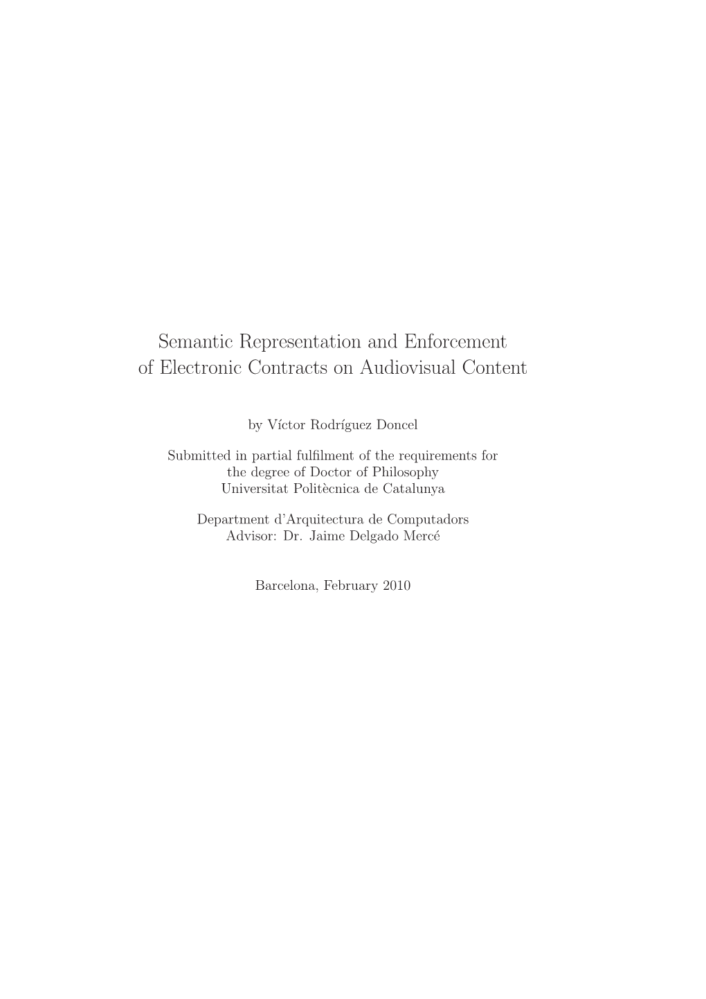 Semantic Representation and Enforcement of Electronic Contracts on Audiovisual Content