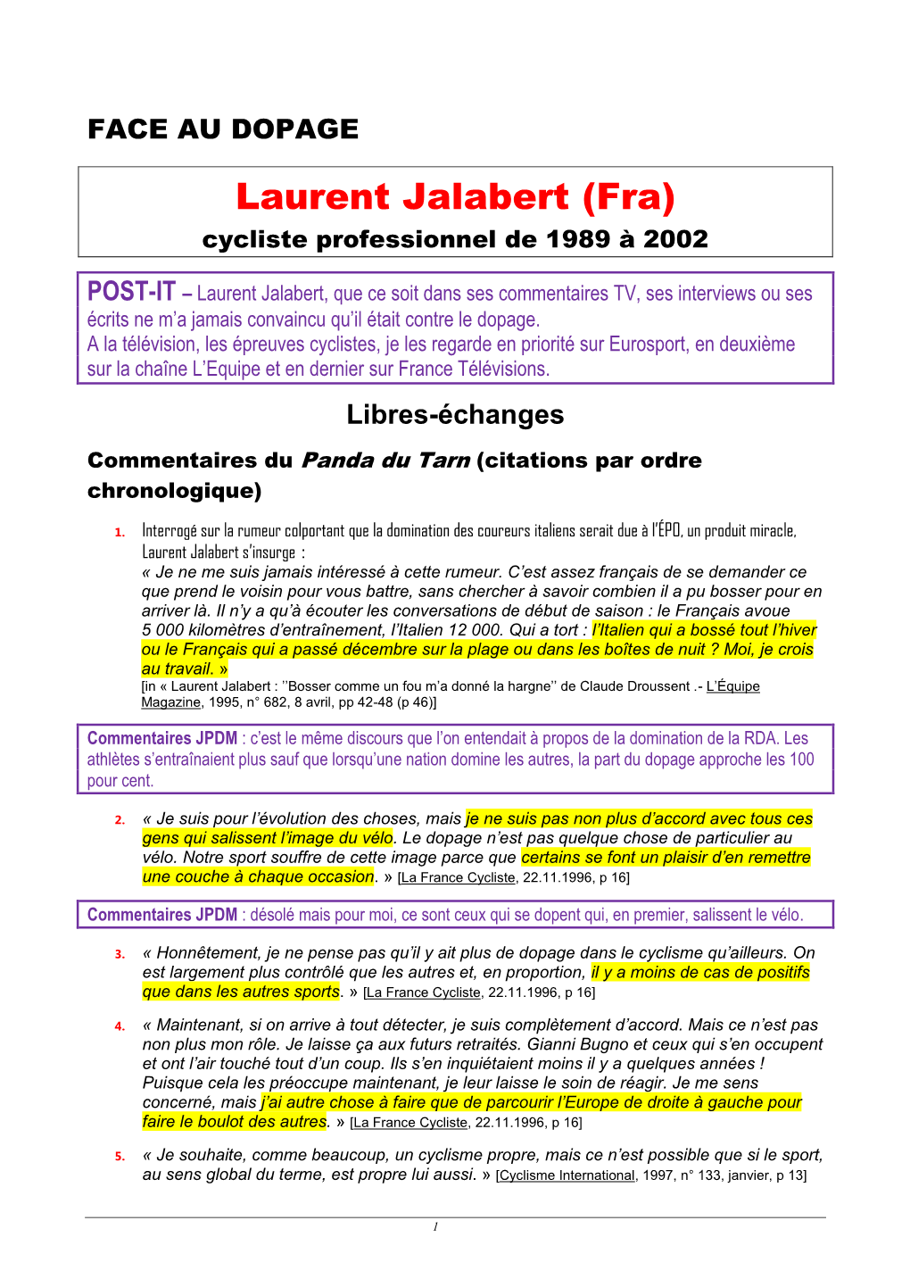 Laurent Jalabert (Fra) Cycliste Professionnel De 1989 À 2002