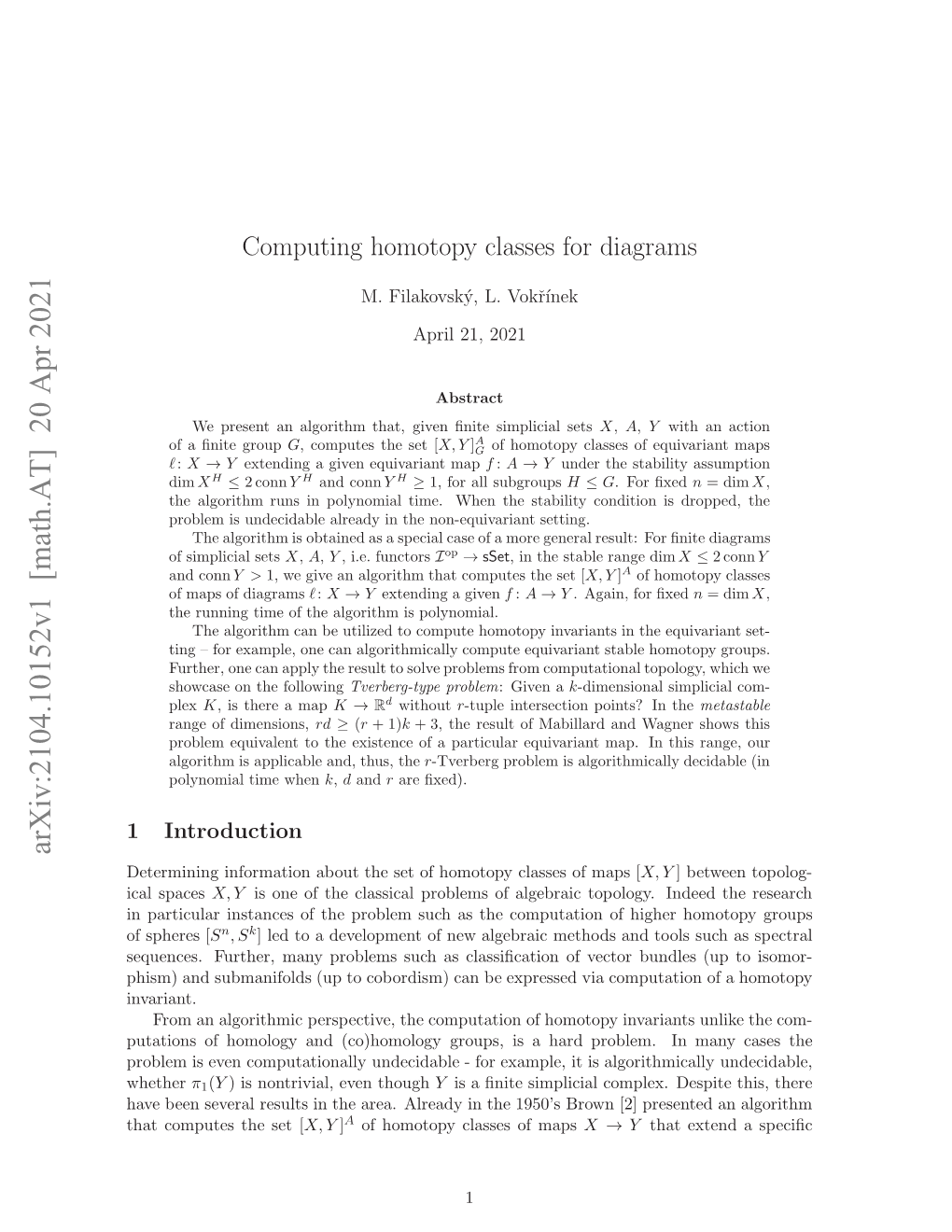 Computing Homotopy Classes for Diagrams