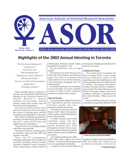 Highlights of the 2002 Annual Meeting in Toronto