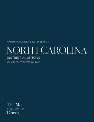 NORTH CAROLINA DISTRICT AUDITIONS SATURDAY, JANUARY 23, 2021 the 2020 National Council Finalists Photo: Fay Fox / Met Opera