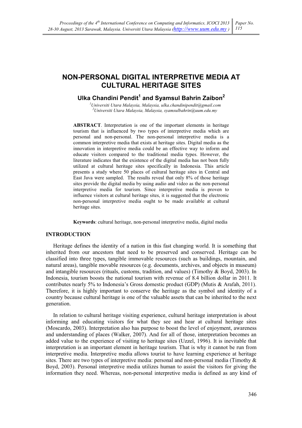 Non-Personal Digital Interpretive Media At