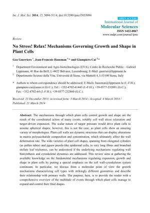 Mechanisms Governing Growth and Shape in Plant Cells