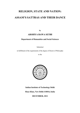 Religion, State and Nation: Assam's Sattras and Their