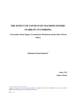 The Effect of Covid-19 on Macroeconomic Stability in Ethiopia