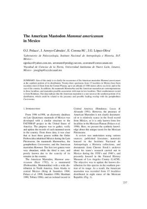 The American Mastodon Mammut Americanum in Mexico