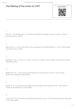 The Making of the Union of 1707 | University of Glasgow