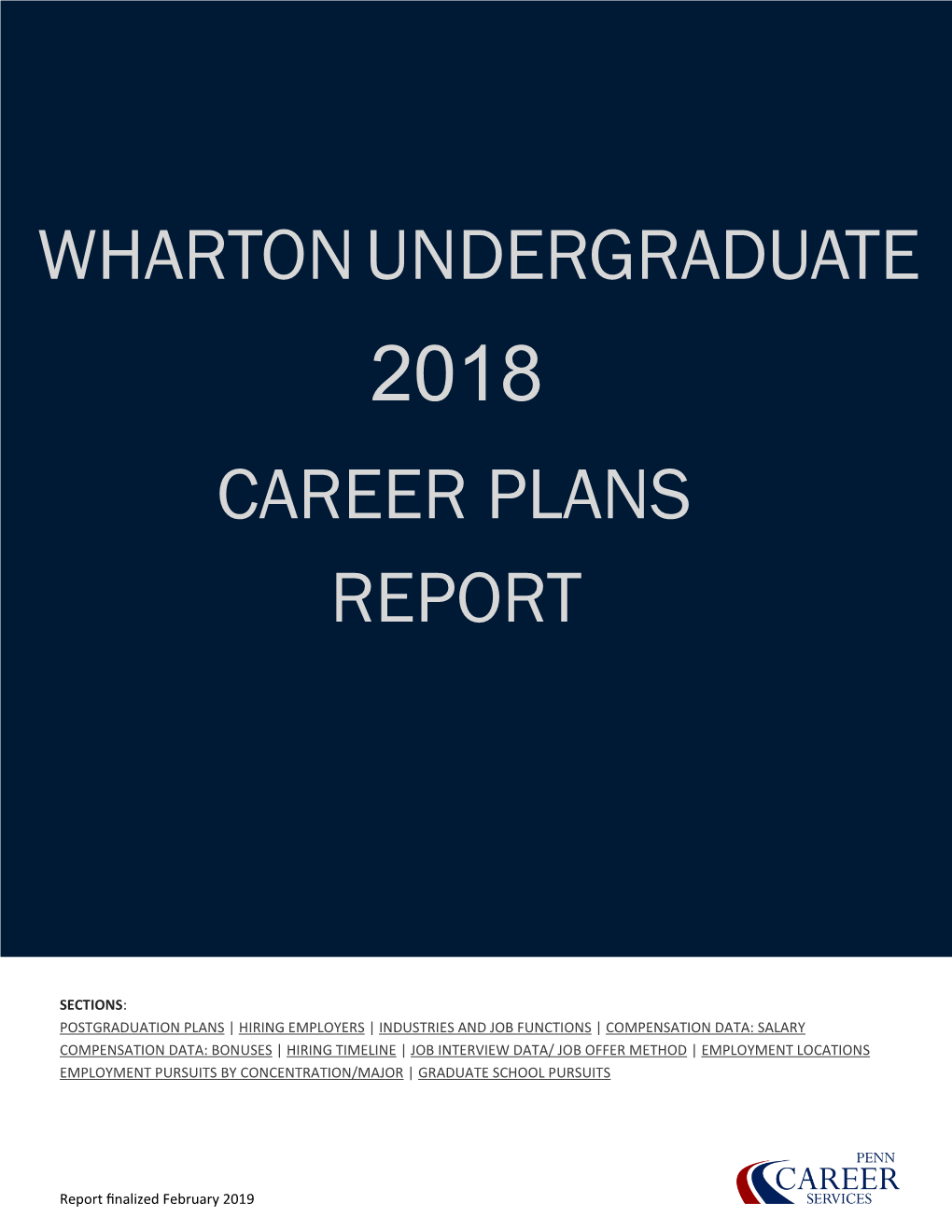 Wharton Undergraduate 2018 Career Plans Report