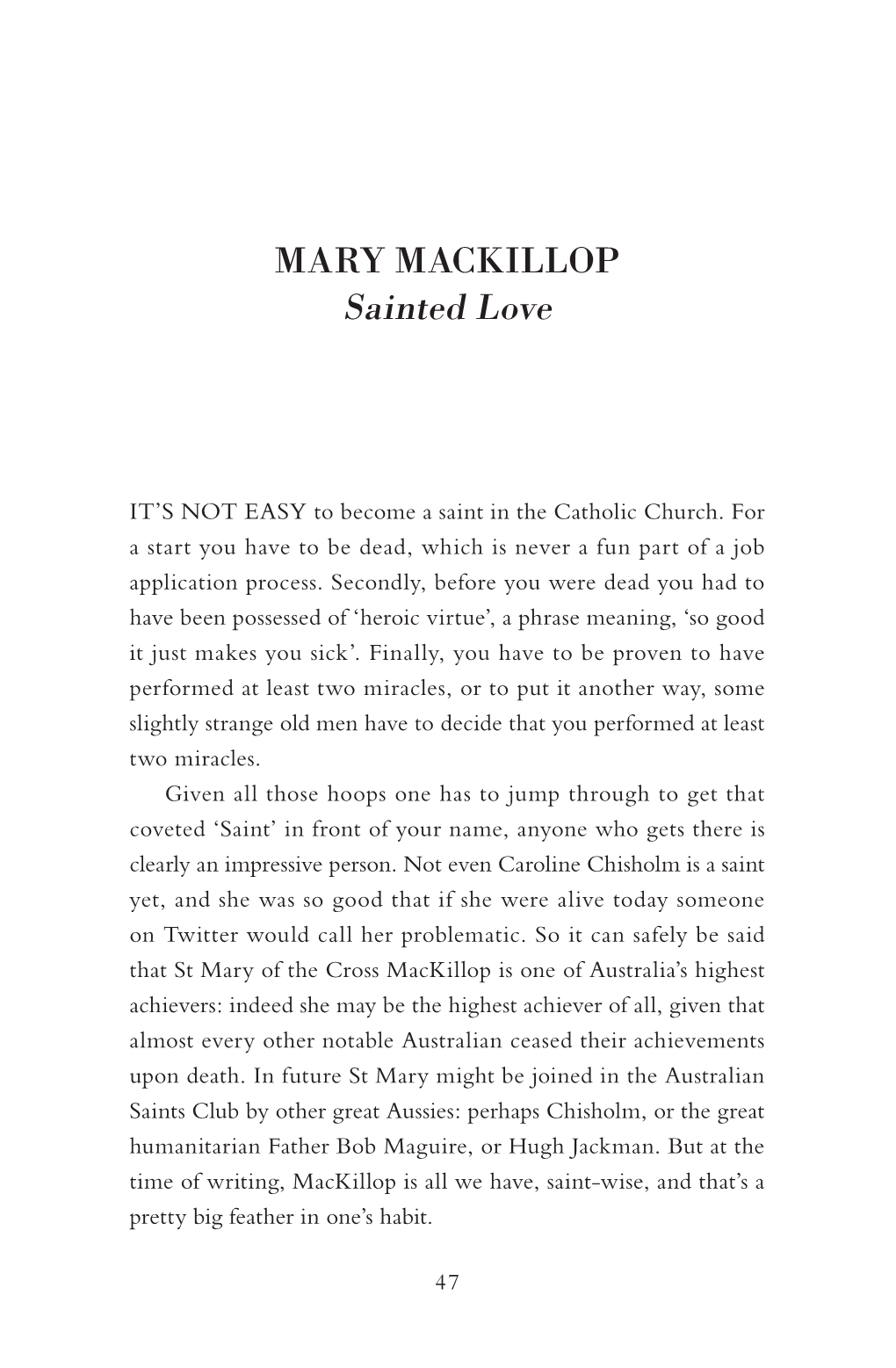 MARY MACKILLOP Sainted Love