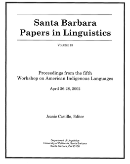 Santa Barbara Papers in Linguistics