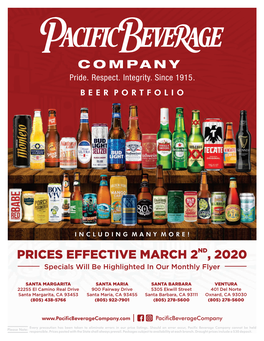 Prices Effective March 2 , 2020