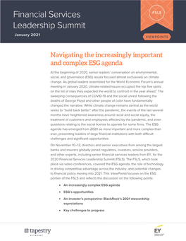 Navigating the Increasingly Important and Complex ESG Agenda (Pdf)