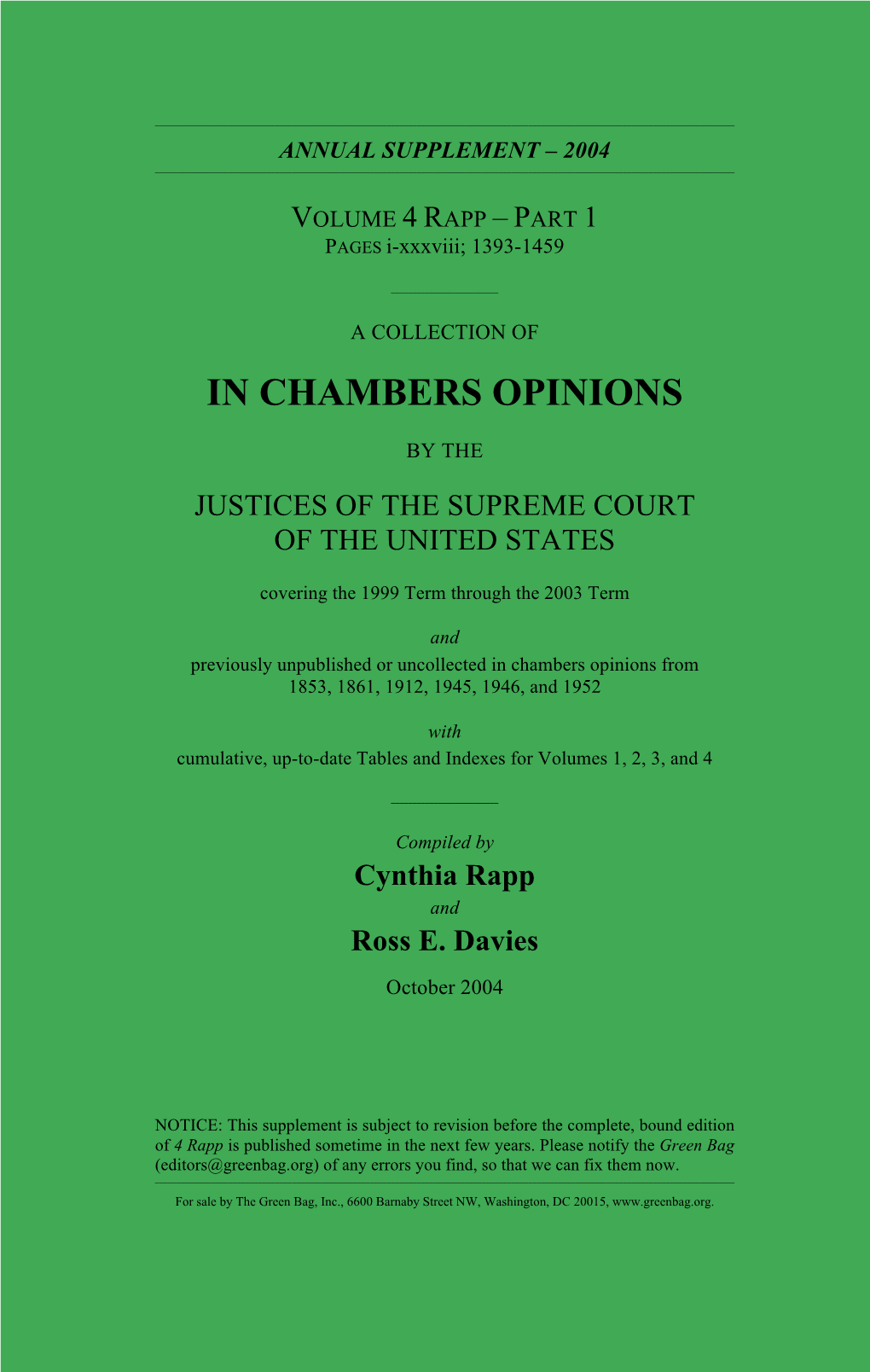 In Chambers Opinions