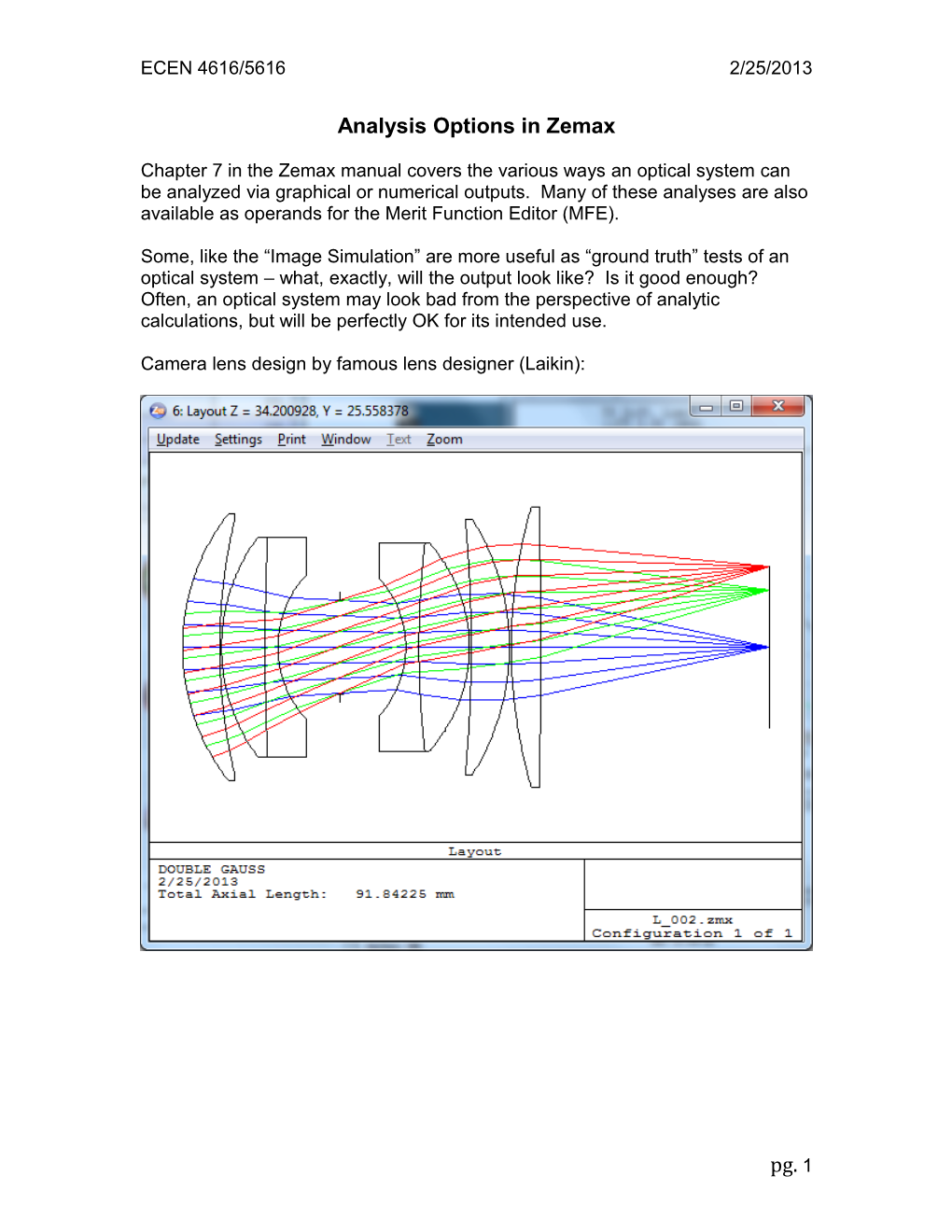 Analysis Options in Zemax